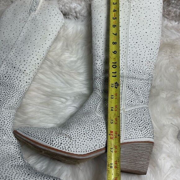 Pierre Dumas Wild Ones Glamour White textile Rhinestone Cowgirl Boots SZ10 - Picture 8 of 13